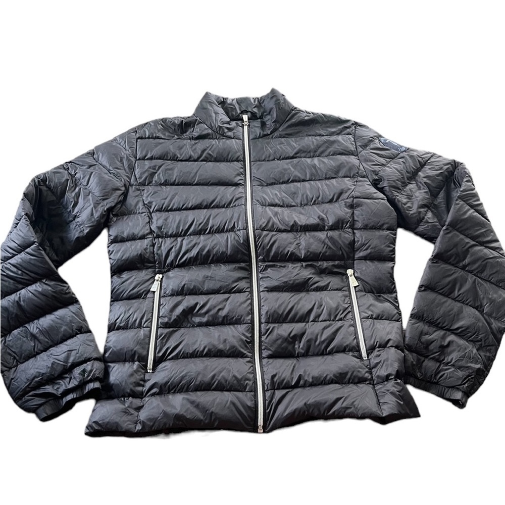 Trussardi Jeans Mens Puffer Jacket Black Down Goose Feather Nylon Jacket Size 48